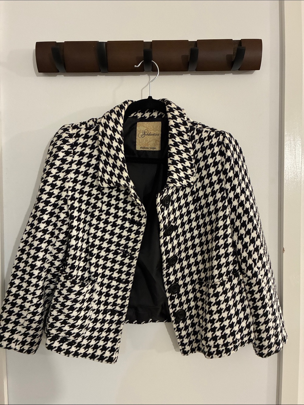 Classic Black & White Houndstooth Women’s Jacket